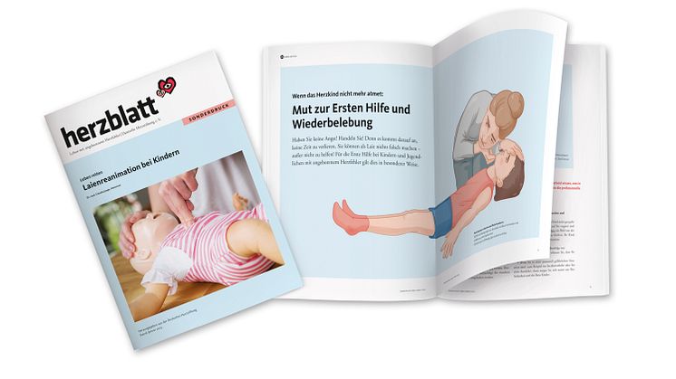 Für mehr Mut zur Wiederbelebung bei Kindern: Insbesondere für Familien bietet die Herzstiftung einen Leitfaden zur Wiederbelebung bei Kindern und Babys. 