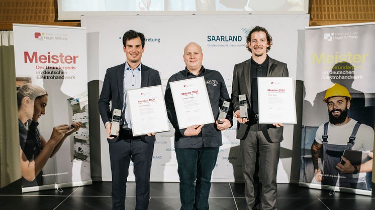Preisträger des Meister-Gründerpreises 2024 vlnr: Jan Ochterbeck, Leik-Kilian Valkai, Adrian Gloss