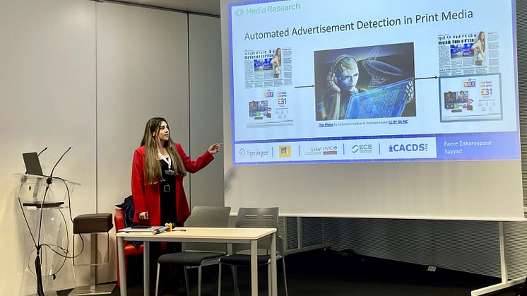 Faeze Zakaryapour Sayyad presenterar sina forskningar på AI-modeller på ICACDS i Paris. 