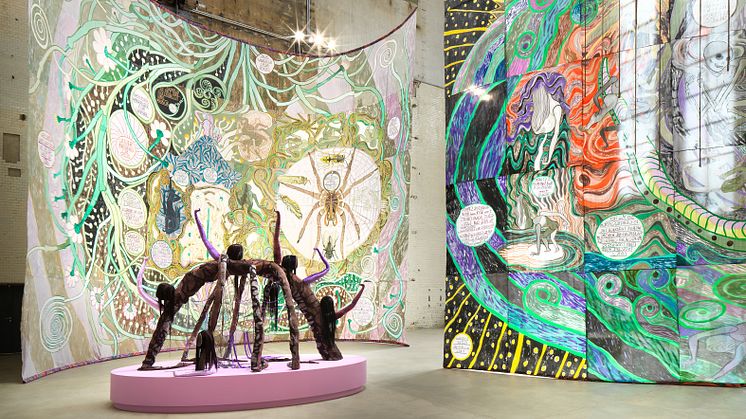Emma Talbot, In the End, the Beginning, 2023, Installation view, Kesselhaus, KINDL, © Emma Talbot. Photo: Jens Ziehe