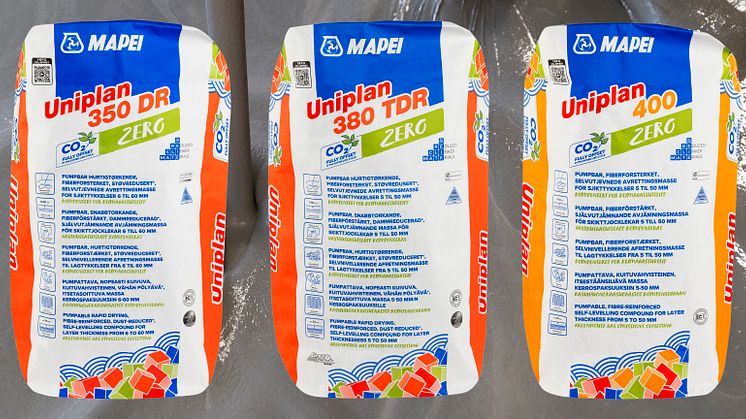 Mapei lanserar ytterligare tre avjämningsmassor i Uniplan Zero-serien