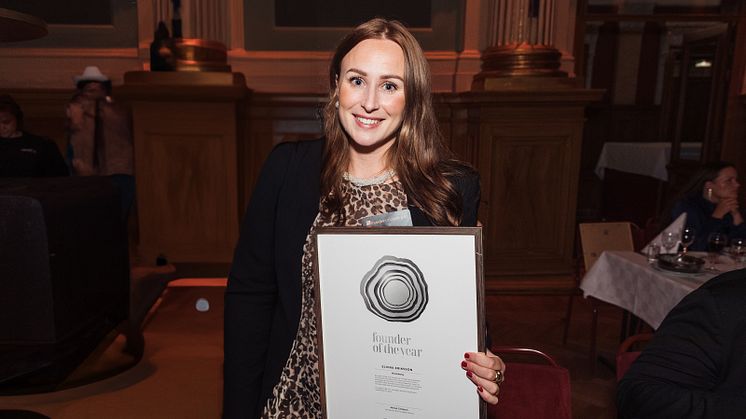 Elvira Eriksson, founder of Mockberg, received the Growth rings in Silver for the global award Founder of the Year category Small Size Companies at the Founders Awards Gala held at Nalen in Stockholm on September 19