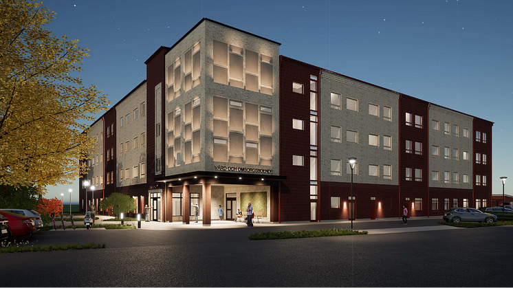 Den 14 november tas det första spadtaget för Landskronas nya vård- och omsorgsboende. Visionsbild: Magasin A Arkitekter