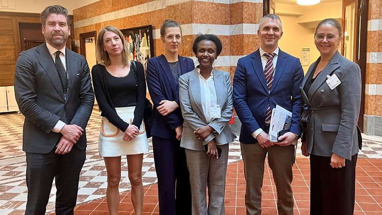 Marcus Granlund, politiskt sakkunnig justitiedepartementet, Haymanot Wachtmeister, ledamot Svenska colivingförbundet, Mikael Kullberg, statssekreterare justitiedepartementet, Katarina Liljestam Beyer, ordförande Svenska colivingförbundet