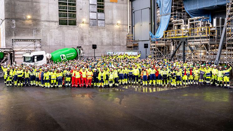 Samarbetspartners, medarbetare och leverantörer  som varit inblandade i det mekaniska färdigställandet av CCS-anläggningen vid cementfabriken i Brevik.