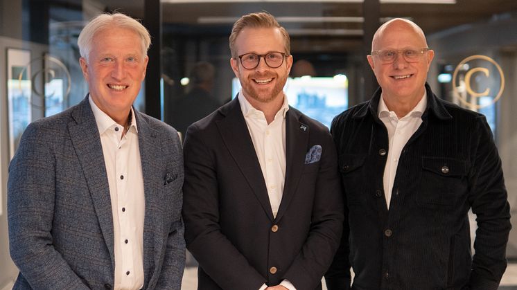 Mats Dahlström, Fredrik Kjell och Lennart Hagberg - ägartrio på HusmanHagberg AB