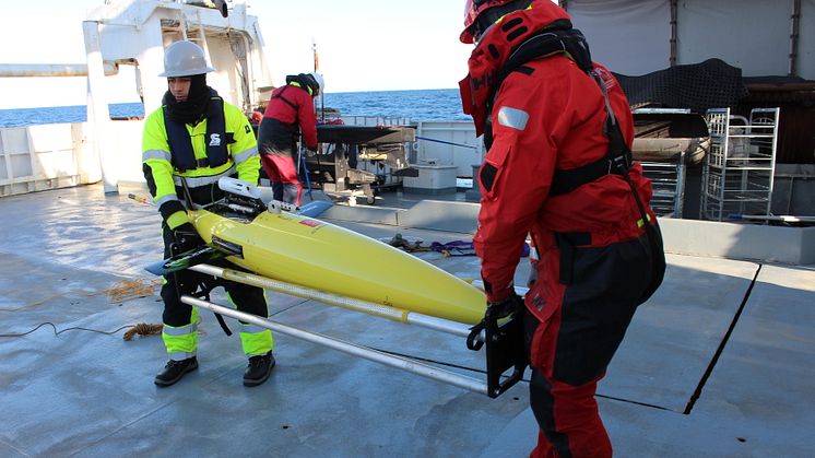 Deployment of a Seaglider by Akvaplan-niva (Photo: Harald Lura)