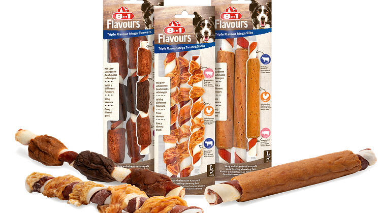 Die neuen 8in1 Triple Flavour Mega Kau-Snacks 