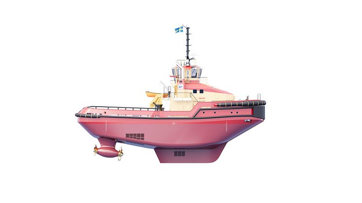 Skiss på Luleå Hamns nya bogserbåt. Bild: Damen Shipyards Group