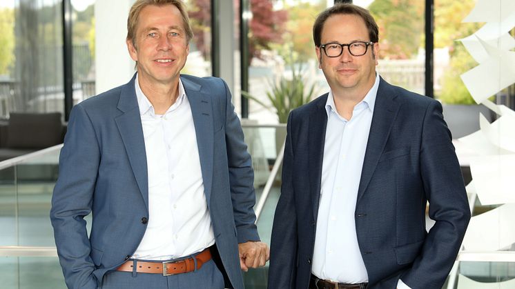 Matthias Lemenkühler, CPTO, (left) and Haiko van Lengen, CEO of  xSuite Group. Source: Cornelia Hansen/xSuite Group