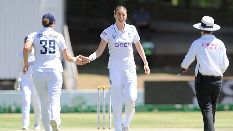 Lauren Bell took four wickets on day two. Photo by Charle Lombard/Gallo Images/Getty Images