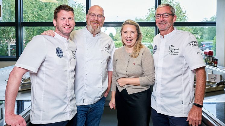 Chefs Russell Bateman, Simon Hulstone, & David Mulcahy with SfN's UK Director Victoria Braathen