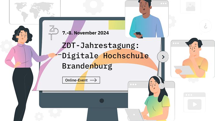 Am 7. und 8. November 2024 laden die acht im Zentrum der Brandenburgischen Hochschulen für Digitale Transformation (ZDT) verbundenen Kooperationshochschulen alle Interessierten zur vierten virtuellen Jahrestagung ein. (Bild: Storyset - Pana) 