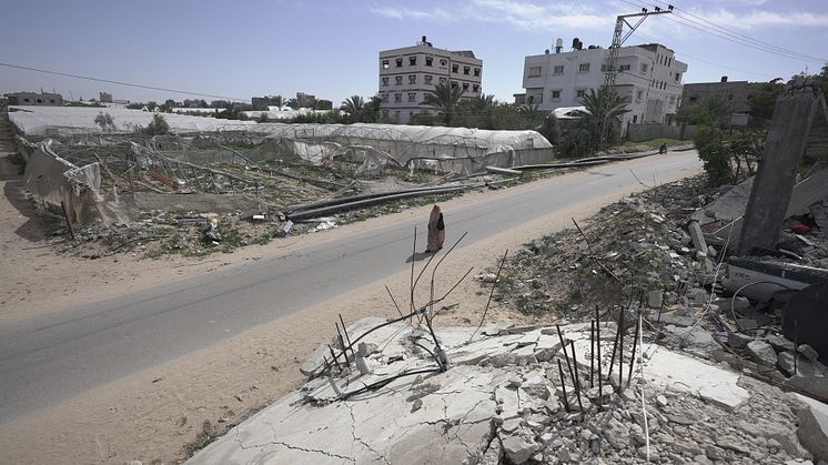 Ameera går till jobbet i Gaza, hon lagar mat till internflyktingar. Foto: Alef Multimedia