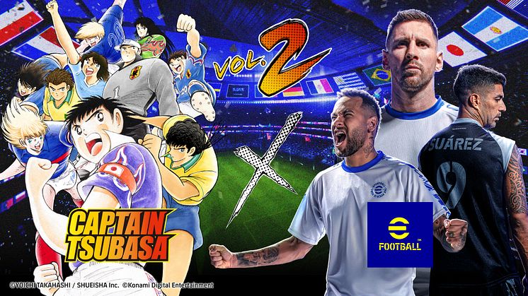 eFootball™ x Captain Tsubasa Collaboration Volume 2  - Yoichi Takahashi illustrated special edition cards of Neymar Jr. and Lionel Messi