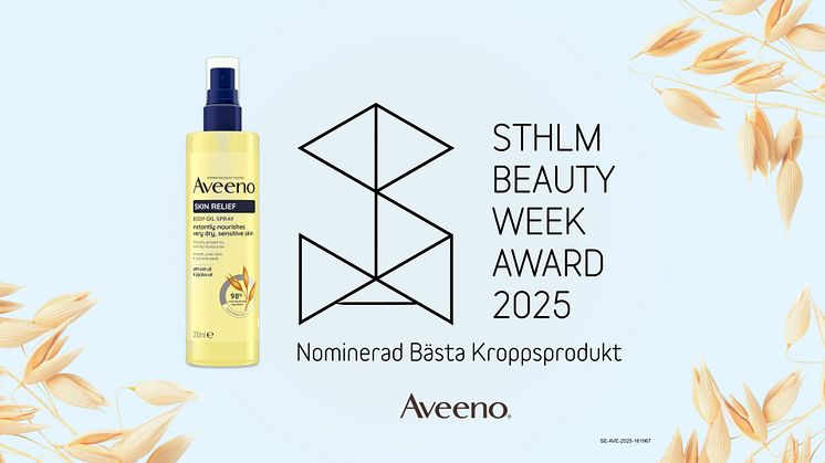 Aveeno® Skin Relief Oil Spray nominerad till bästa kroppsprodukt av Stockholm Beauty Week