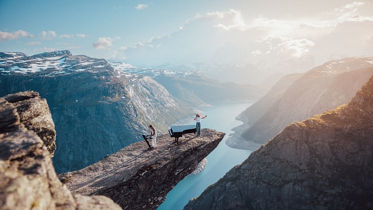 Kyrre Gørvell-Dahl (aka KYGO) released his new album KYGO with a spectacular performance on the tip of Trolltunga in teh Hardangerfjord. Photo: Kygo Music / Johannes Lovund