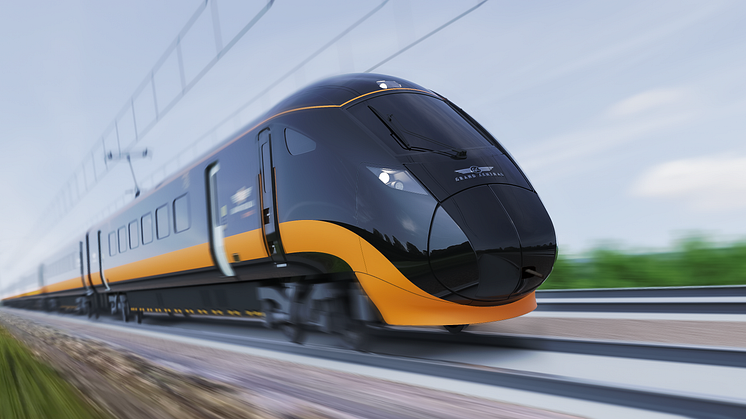 Artists impression of Tri-mode train with Grand Central Livery 