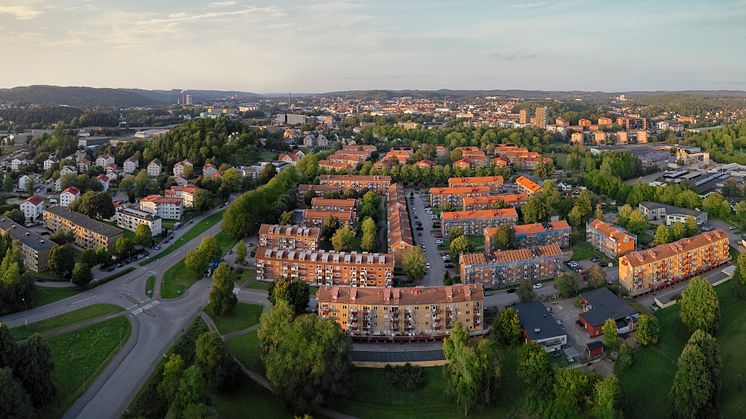 Drönarbild på stadsdelen Göta, Borås. Fotograf: Tomas Eriksson