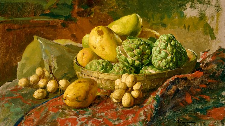 Fernando Amorsolo- Opstilling. Sign. F. Amorsolo Manila 1935. Olie på lærred monteret på plade. 49 x 66..tif