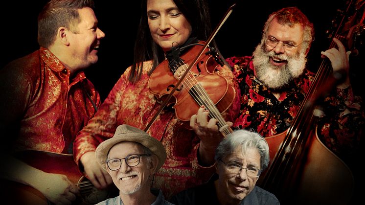 Amerikanska fiddle-stjärnorna Bruce Molsky & Darol Anger gästar Sverige tillsammans med Sophia och Magnus Stinnerbom och Sébastien Dubé.