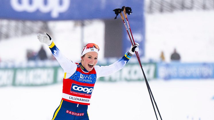Johanna Hagström är med i truppen till Davos, en arena där hon tog hem en pallplats i sprint 2022. Foto: Mathias Bergeld/Bildbyrån