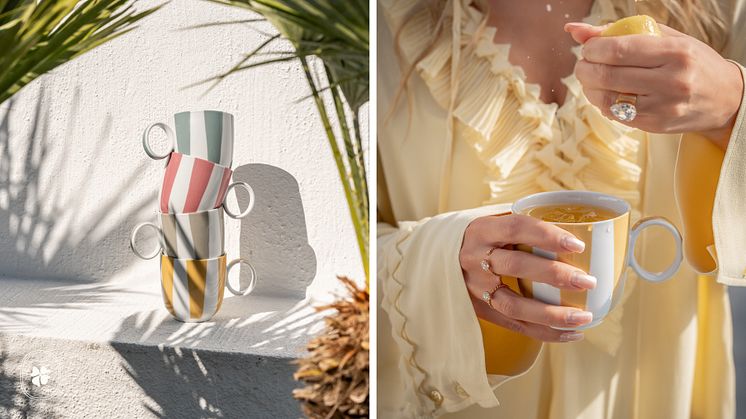 Riviera – ny färgstark muggkollektion från Fyrklövern med lekfull design och Medelhavskänsla.