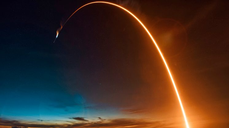 Satellite being launched in to orbit