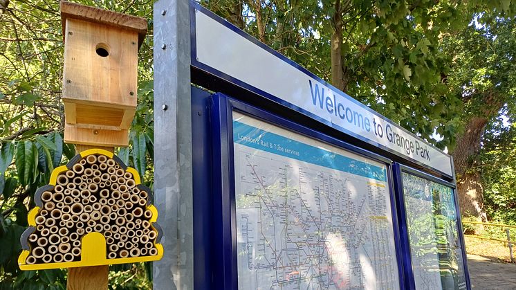 Great Northern has paid for the Bee Friendly Trust to instal Homes for Nature, like this stripy bug hotel and bird box, at six Great Northern stations