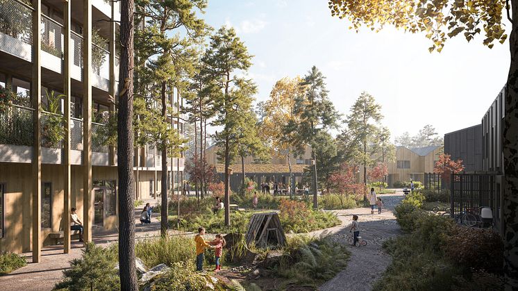 Bilder från vårt tävlingsförslag, vyer framtagna av 3Design.