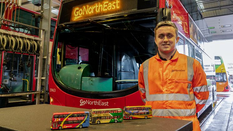 Bus engineer Jack Callaway has collected model Go North East buses since childhood.