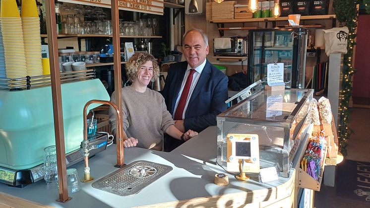 Leafy Bean owner Laura Monk has the support of her local MP Bambos Charalambous in this year's World Cup Of Stations contest (download more pictures below)