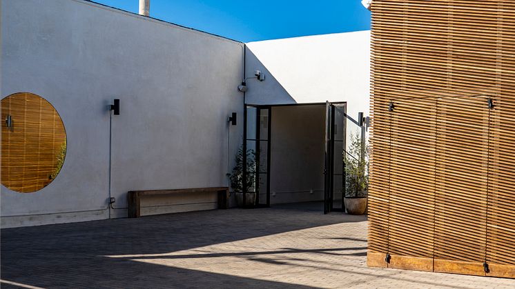 Lacuna Space, a gathering and event space in LA, was designed with natural materials, including Kebony dually modified™ wood cladding