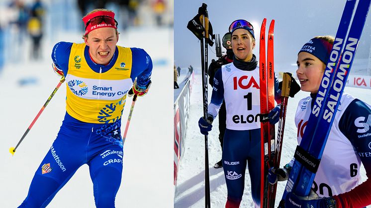 Gustaf Berglund, Elin Henriksson och Evelina Crüsell är uttagna att representera Sverige i Skandinaviska cupen i Lillehammer. Foto: Fredrik Karlsson/Bildbyrån