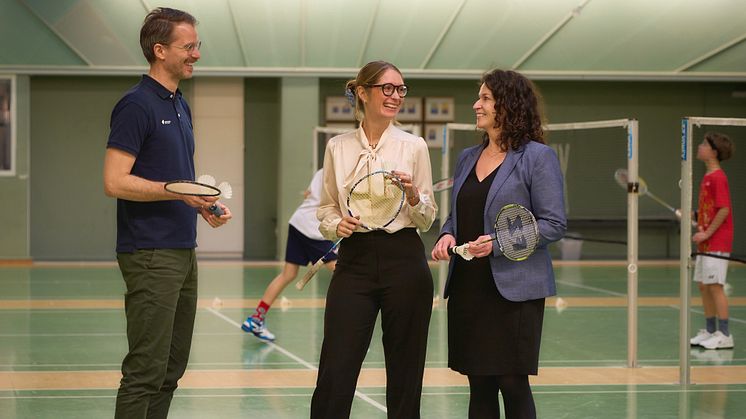 Fra venstre: Kristian Pinderup Langbak, Direktør, Badminton Danmark, Anna Simonsen, Head of Sales, BWH Hotels Danmark og Bettina Wähling, Head of Marketing, BWH Hotels Danmark