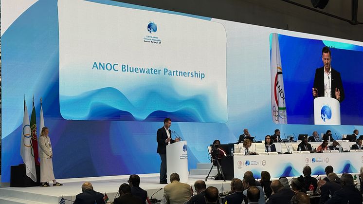 Philip Russell, Chief Purpose Officer at Bluewater Group, tells delegates to the ANOC General Assembly that access to clean and sustainable drinking water is fundamentally intertwined with the international sporting community.