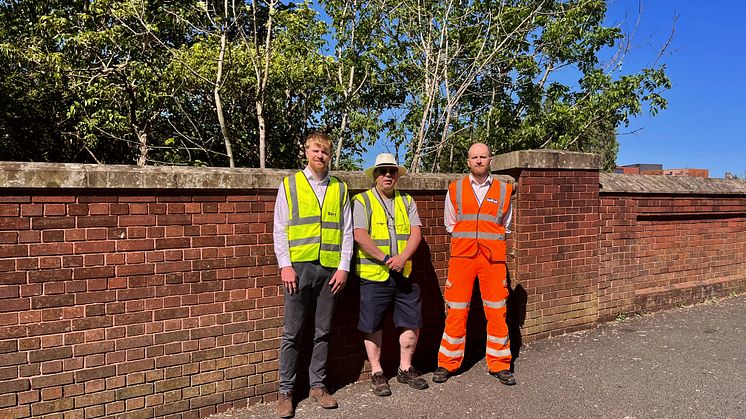 At the Market Street Bridge are (from left) Thomas Bland (assistant project engineer, Bury Council); Cllr Alan Quinn (cabinet member for the environment); and Andy Bennett (Bethell).