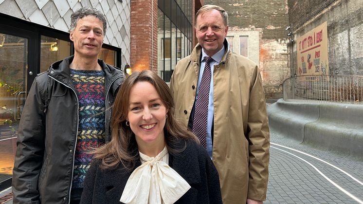 Stein Stoknes, FutureBuilt, Mie Fuglseth, Grønn Byggallianse og Bjørn Kjærland Haugland fra Skift håper på stor oppslutning om klimakrav til bygging. Foto: Pia Bodahl, FutureBuilt