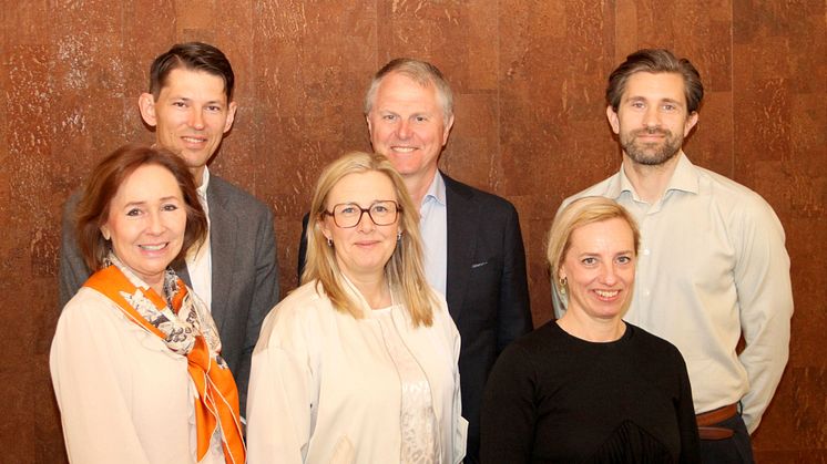 Antidoping Sveriges styrelse, överst från vänster: André Myhrer (ny 2025), Per Lyrvall och Joakim Edvinsson. Längst ner från vänster: Angelica Lindén-Hirschberg, Jessica Norrbom (ny 2025) och Mirja Högström (ordförande)