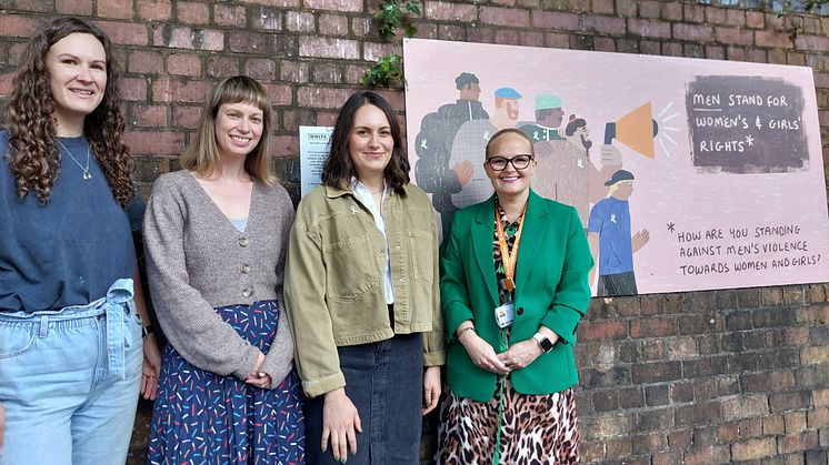 (L-R) Emily Kaye (illustrator), Sarah Davison (Heart of England CRP), Leyla Buran (White Ribbon), Rebecca Stone (WMR)