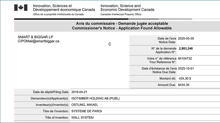IsoTimber beviljas patent i Kanada