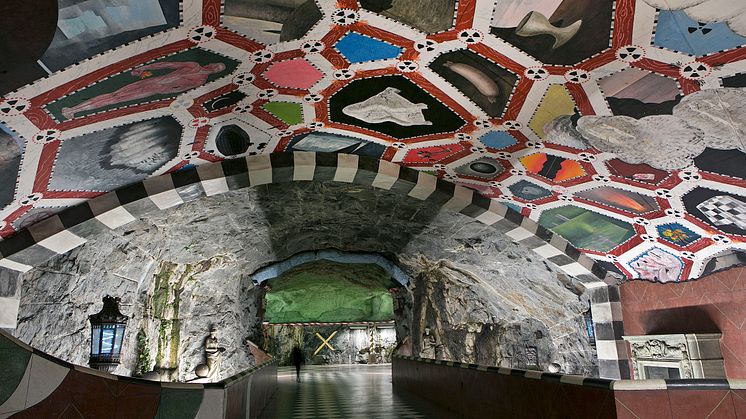 Detta konstverk på Kungsträdgårdens tunnelbanestation är skapat av konstnären Ulrik Samuelson. Foto: Hans Ekestang