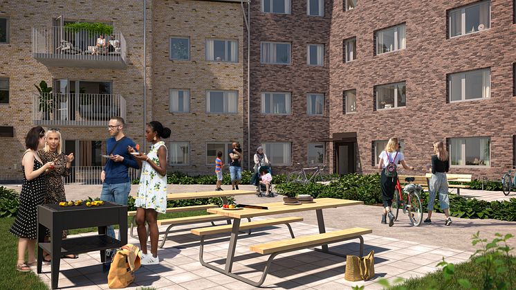Visualisering på bostadshuset Stackmoln i Länsmansgården. Bild: Visualisera