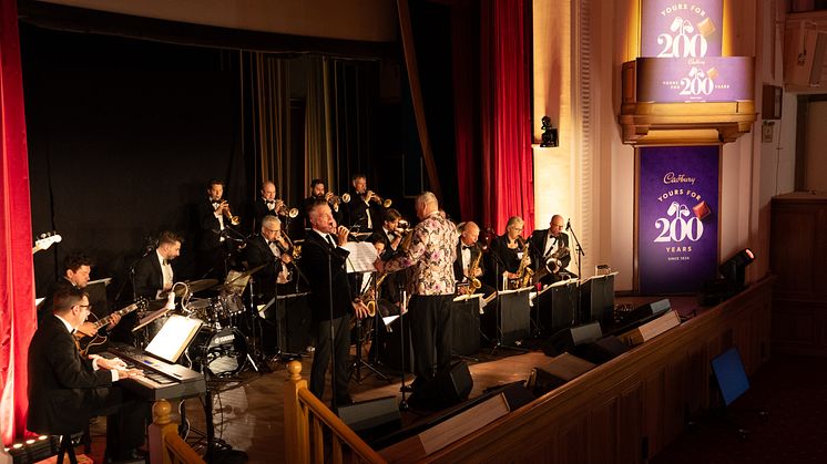 Jazz band performing in Cadbury Concert Hall