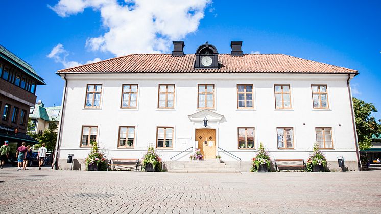 Falkenbergs rådhus har blivit utsatt för materialstöld i form av stuprör i koppar. 
