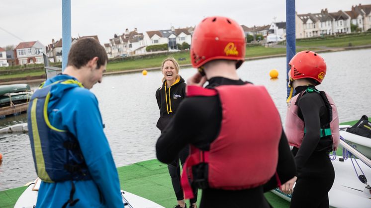 Govia Thameslink Railway and West Sussex County Council has funded a mentoring programme run by top UK athletes including former World Champion sailor Sarah Ayton (centre). More pictures at bottom of press release