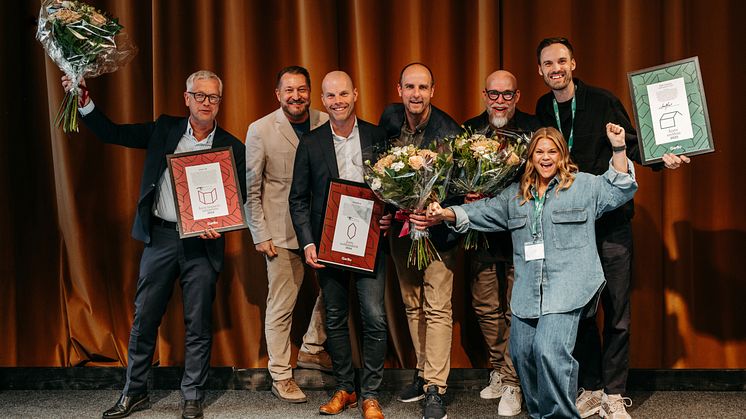 Pristagarna på GarBo-dagen 2025 – Årets branschsamarbete, Årets nollfel och Årets småhus. Fotograf: Linda Eliasson