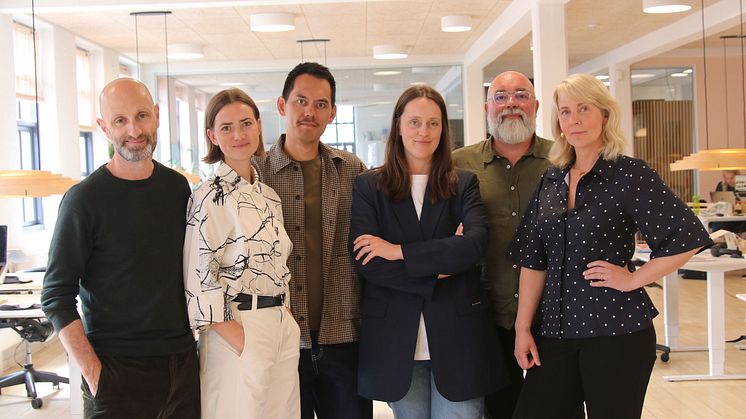 Fra venstre: Michael Feder, Rikke Hesselholt, Peter Pishai Storgaard, Stine Albrechtsen, Ole Winther & Emilie Baggesen Selin