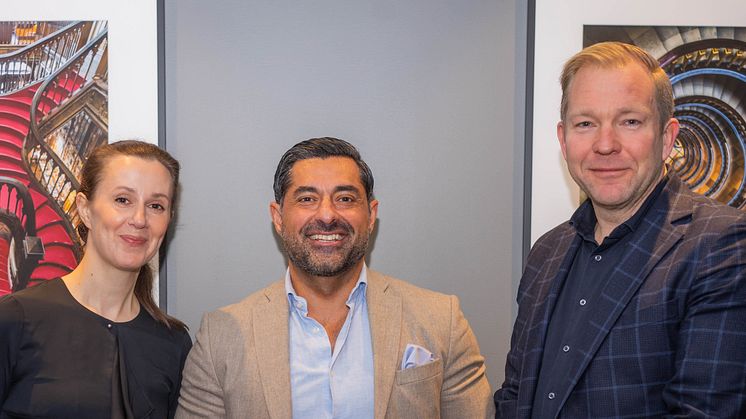 Sara Lundsten (CFO Retune), Farzad Aghazadeh (VD Retune), Staffan Bjurström (vice VD Asurgent)