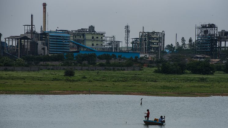 In India, local communities have for decades protested about the effects of pollution from pharmaceutical production. Picture from the Swedwatch rapport "The Health Paradox" in 2020, Hyderabad, Indien. Photo: Shailendra Yashwant